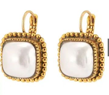 UNE LIGNE/유누리뉴 펄 진주 귀걸이 (프랑스제) 스퀘어형 귀걸이