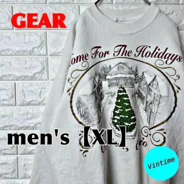 AA23 [ Xmas ] 프린트 맨투맨 [ 남성용 XL ] 화이트