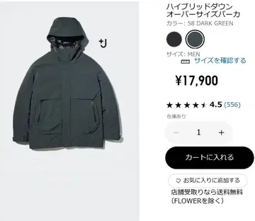 유니클로 +J 하이브리드 다운 오버사이즈 파카 다운 자켓 3xl