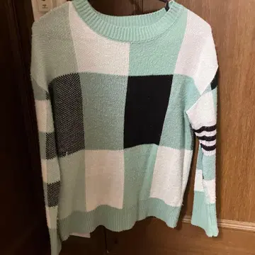 패치워크 디자인 긴팔 니트 스웨터