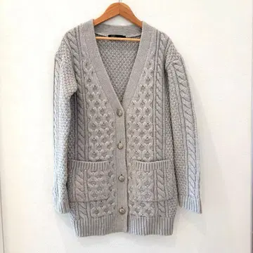 JET LOS ANGELES 케이블 니트 롱 가디건 네이비