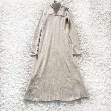 안스클리어 엘르 엘보우 패치 터틀넥 롱 리브 니트 원피스