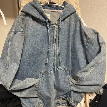 ZARA 후드 부착 데님 자켓 L