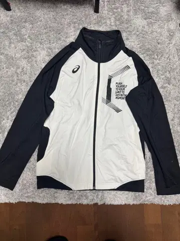 asics 풀 지퍼 자켓 L 화이트/블랙