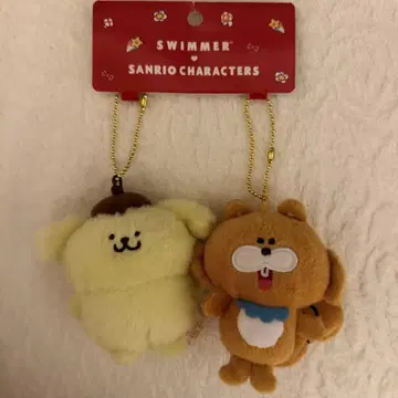 산리오 SWIMMER 스위머 폼폼푸딩 마스코트 홀더 세트