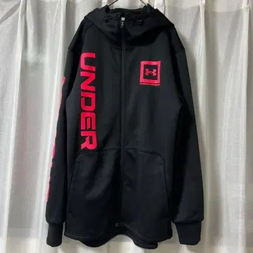 컨디션 최상 언더아머 지퍼 후드티 블랙 x 핑크 기분 좋은 소재