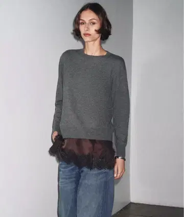 ZARA 울100% 니트 스웨터 그레이