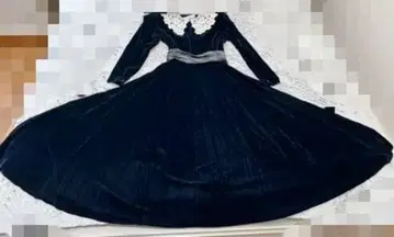 네이비 벨벳 롱 원피스 S 사이즈