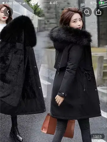 방한 코트 빅 사이즈 블랙