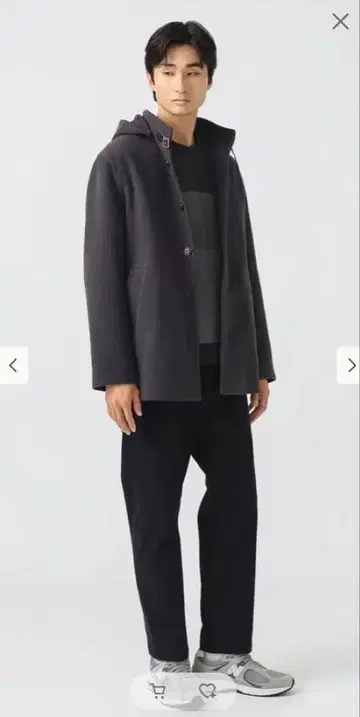 BEAMS 후디 스탠드 카라 코트