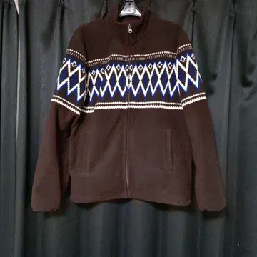 UNIQLO 브라운 플리스 자켓 기하학 패턴