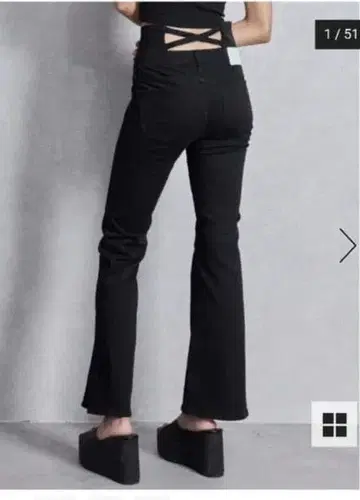 GYDA 백 크로스 디자인 블랙 부츠컷 데님 블랙 S