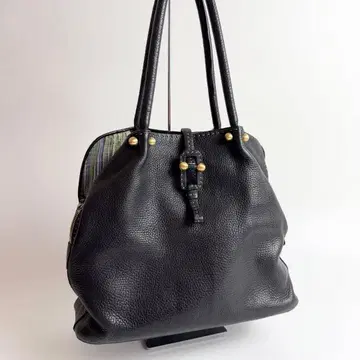 새상품급 르노페르그리노 토트백 내 멀티 스트라이프 주름 가죽 숄더 블랙