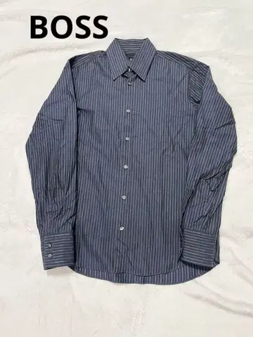 BOSS 긴팔 셔츠 M 다크 블루 스트라이프
