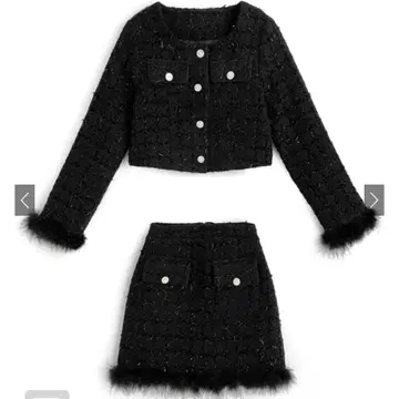 페더 트위드 자켓 x 인빵 안감 부착 스커트 셋업