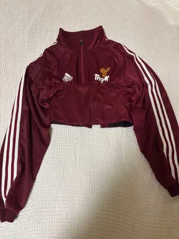 adidas 크롭 자켓 버건디 랩 기장
