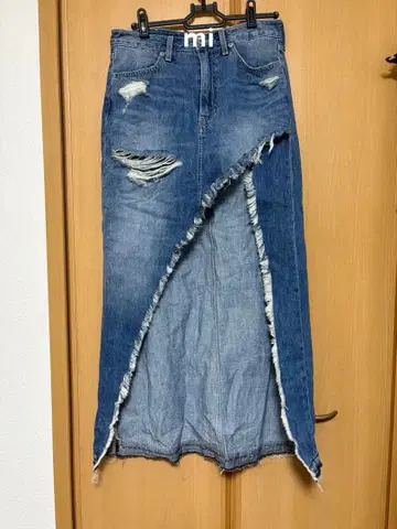 하이웨스트 레이어드 리메이크 롱 데님 스커트 라이크 숏팬츠