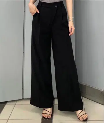 anuans 아뉴앙스 슬라이드 허리 세미 와이드 팬츠 블랙 M 사이즈