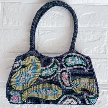 페이즐리 무늬 비즈 자수 핸드백 올비즈 파티 백