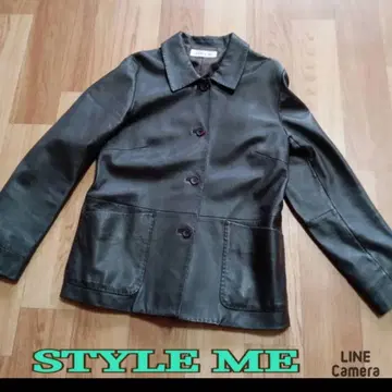 STYLE ME 양가죽 가죽 버튼 자켓 9호 다크 브라운
