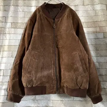 스웨이드 가죽 천연 가죽 봄버 자켓 안감 퀼팅 브라운 M