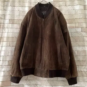 스웨이드 가죽 천연 가죽 봄버 자켓 퀼팅 브라운 L