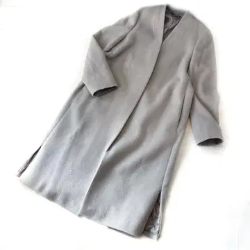 새상품급 LES MUES V넥 노카라 롱 코트 S 울 혼방