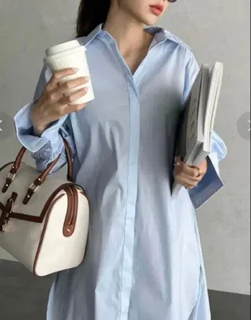 새상품급 eimy istoire 자수 벨 커프스 셔츠 원피스