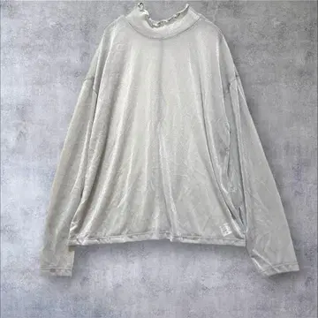 [ 탑밸류 ] 하이넥 티셔츠 긴팔 멜로우 디자인 그레이 L