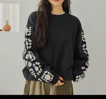 niko and - 크로셰 콤비 풀오버 블랙 M