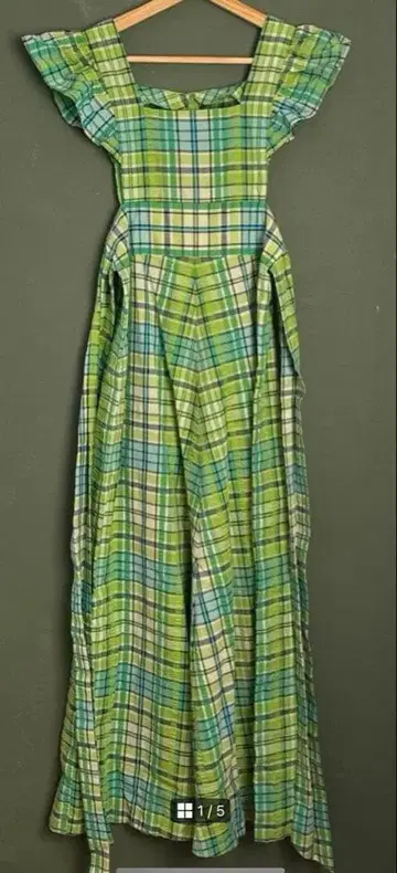 즉흥 구매 체크 무늬 롱 원피스