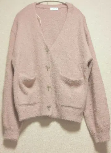 [ 새상품급 ] Hello Kitty 핑크 V넥 따뜻한 가디건 M~L