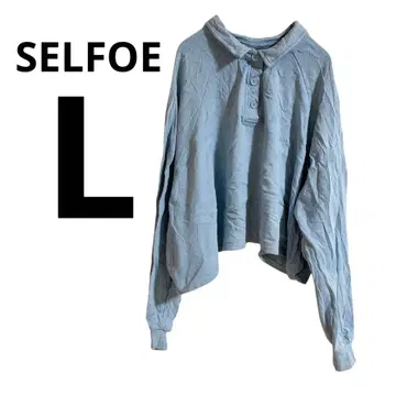 한정수량 SELFOE [ L ] 라이트 블루 버튼 피케 셔츠