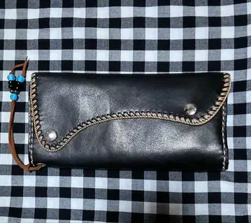 손바느질 천연 가죽 블랙 가죽 장지갑