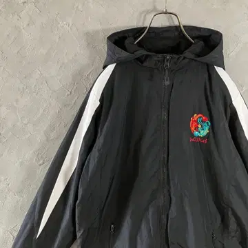 인기 컬러 빈티지 자켓 풀 집업 자수 로고 구제 의류 블랙 LO15