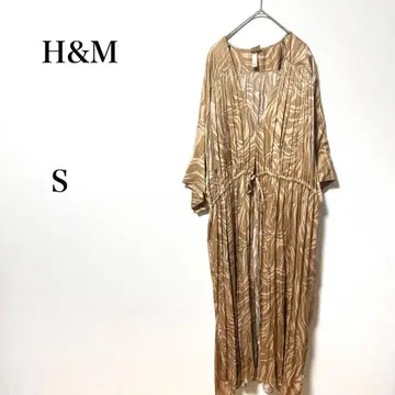 H&M 에이치앤엠 맥시 원피스 반팔 마블 무늬 미디 기장