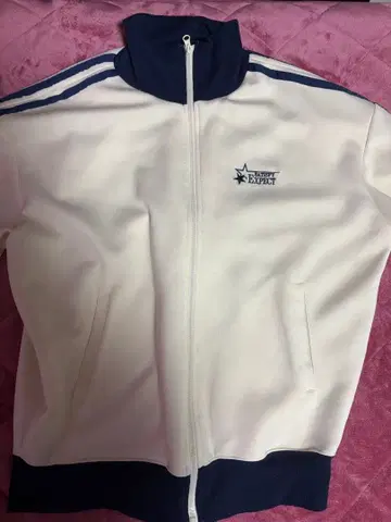 화이트 집업 자켓 사이드 스트라이프