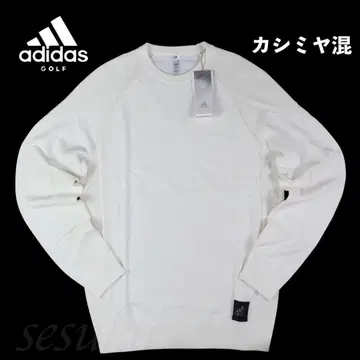 [ L ] 정가 16,500엔 아디다스 골프 캐시미어 혼방 자카드 스웨터