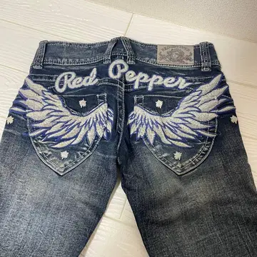 [ 새상품급 ] Red Pepper 윙 자수 데님