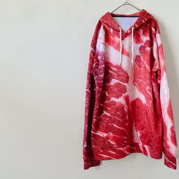 새상품급 남성용 상의 후드티 육문양 긴팔 후디 빨간색