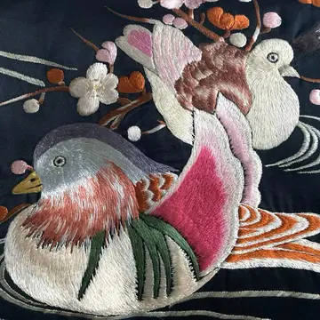 앤티크 나고야 오비 오시도리 고급 자수 다이쇼 로망 순수 실크 N4-25