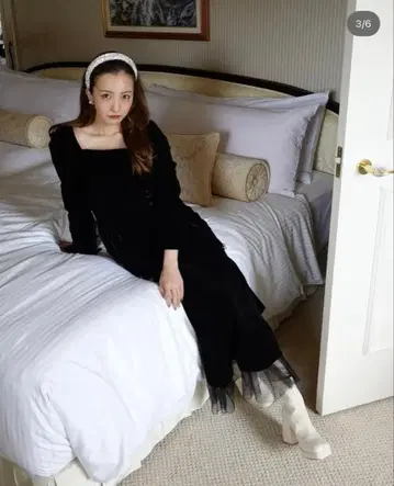 RosyLuce 로지사이드 리본 벨로아 드레스