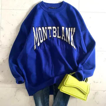 새상품급 AP STUDIO MONTBLANK 로고 자카드 니트 블루 계열