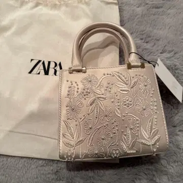 ZARA 자수 핸드백 화이트 자수 비즈