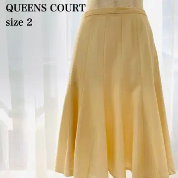 퀸즈 코트 일본제 새상품급 울 플레어 스커트 어른 고급 라이트 베이지