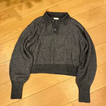 NAVE 폴로 니트 스웨터 차콜 그레이 카라 부착