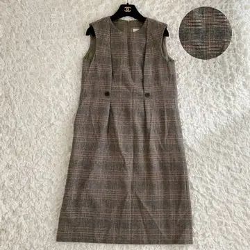 샐리 스콧 글렌체크 원피스 7AR 턱 버튼 울