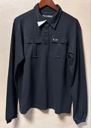OAKLEY 블랙 긴팔 피케 셔츠 남성용 L 사이즈