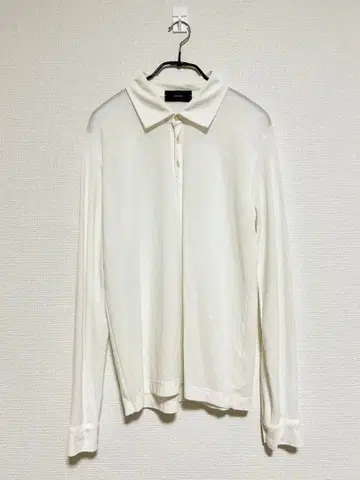 ZANONE 자노네 코튼 니트 피케 셔츠 긴팔 화이트 M ITALY