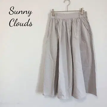 써니클라우드 면 100% 롱 플레어 스커트 허리 뒷부분 밴딩 포켓